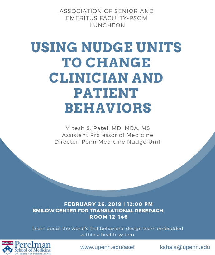 Using Nudge Units to Change Clinician Patient Behaviors lecture